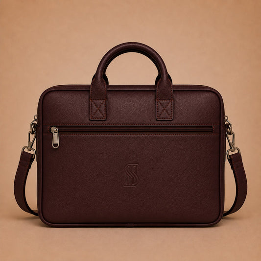 Kingsmen Burgundy Leather Laptop Bag