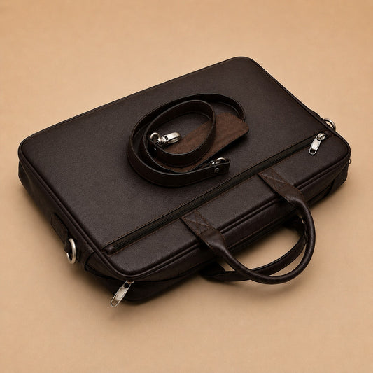 Kingsmen Dark Brown Leather Laptop Bag