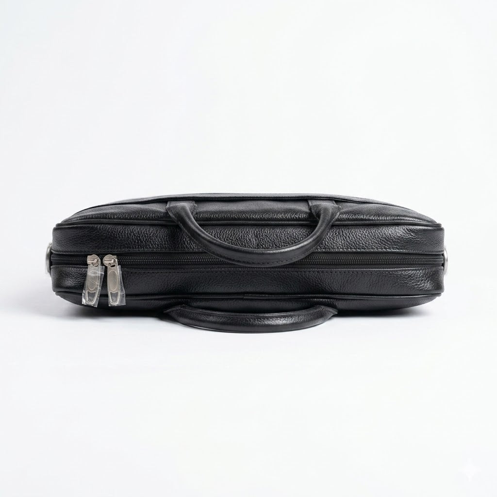 Kingsmen Black Leather Laptop Bag