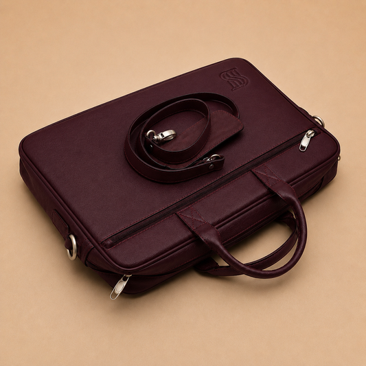 Kingsmen Burgundy Leather Laptop Bag