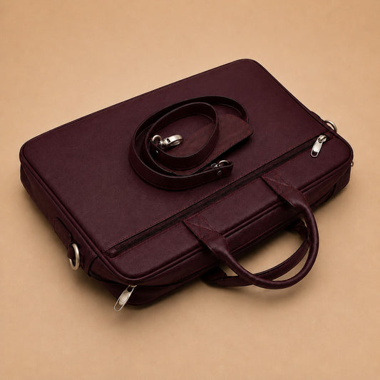 Kingsmen Burgundy Leather Laptop Bag