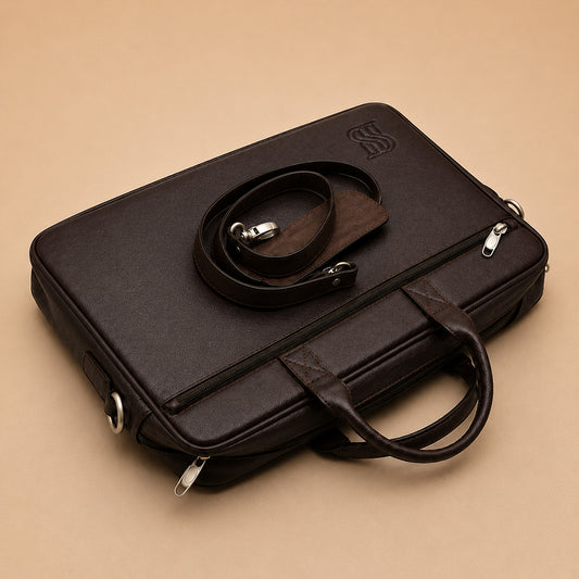 Kingsmen Dark Brown Leather Laptop Bag