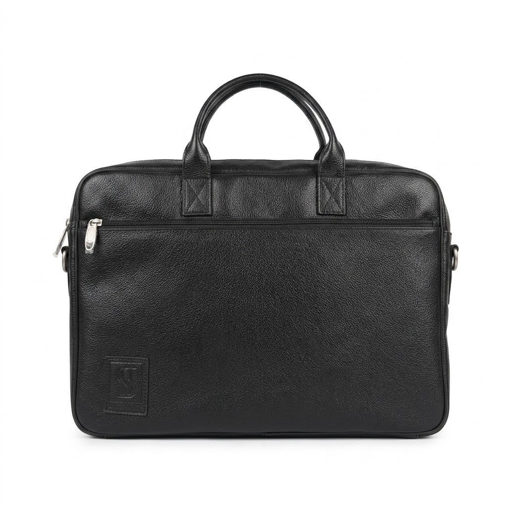 Kingsmen Black Leather Laptop Bag