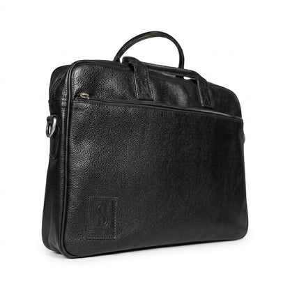 Kingsmen Black Leather Laptop Bag